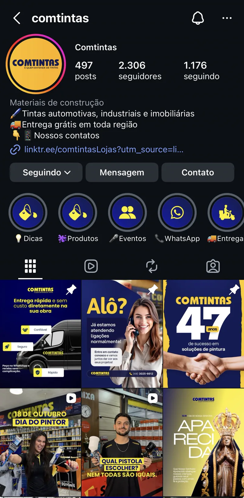 Perfil de Comtintas no Instagram